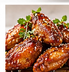 Glazed catered chicken wings